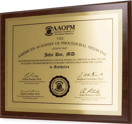 AAOPM Certification Plaque