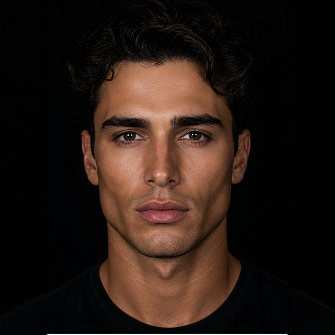 Male model after facial balancing