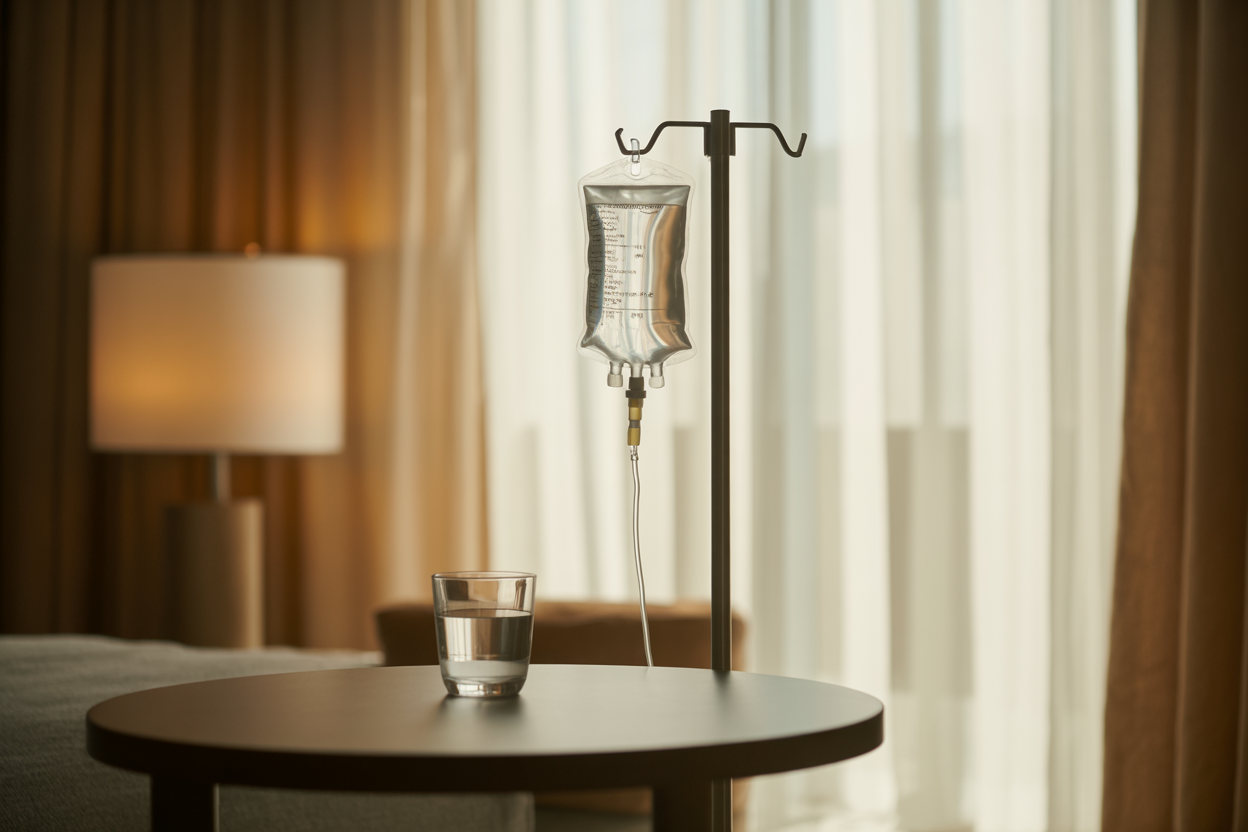 Hangover IV therapy &mdash; wellness clinical still life