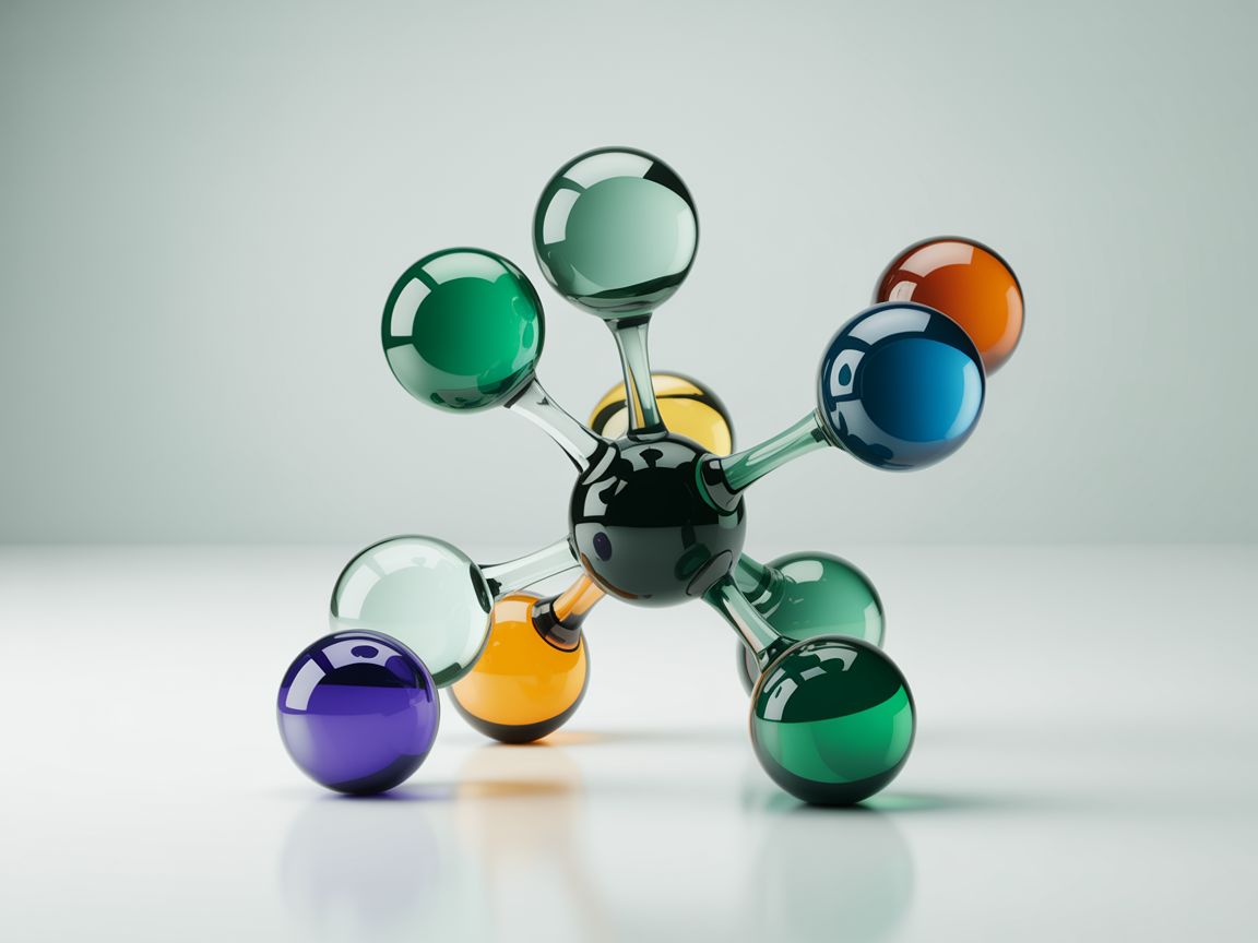 Abstract 3D molecule illustration