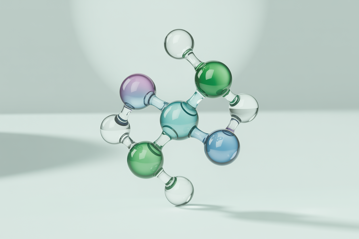 Abstract 3D peptide molecule illustration