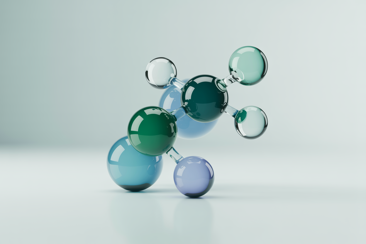 Abstract 3D peptide molecule illustration