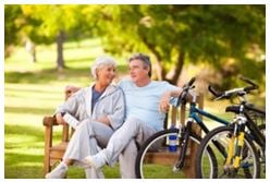 couple in the park relaxing